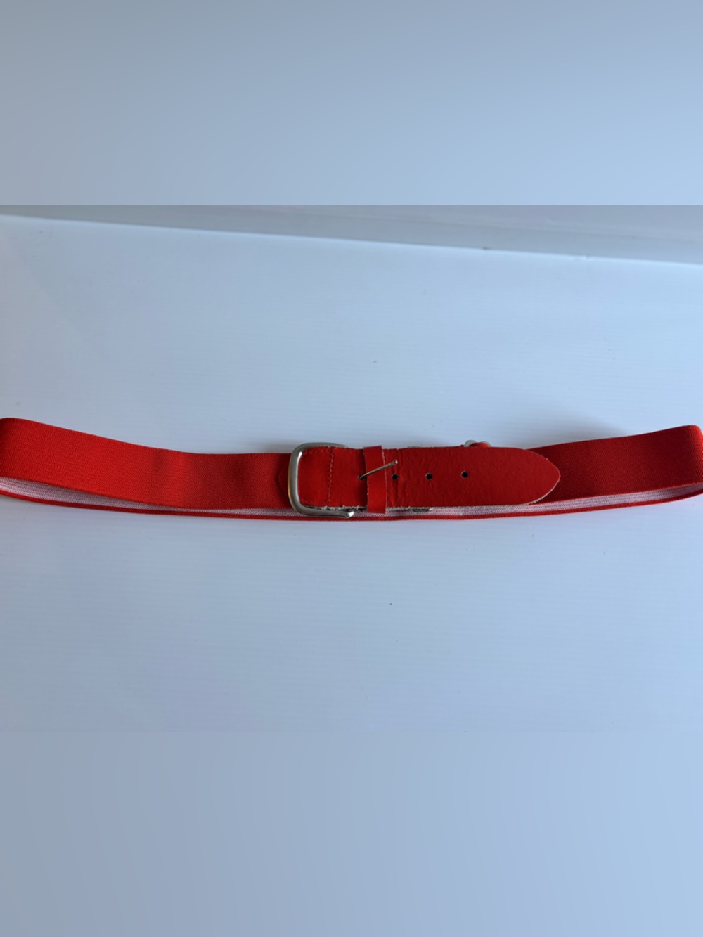 Vintage Red Elastic Stretch Belt Leather Buckle Taiwan
